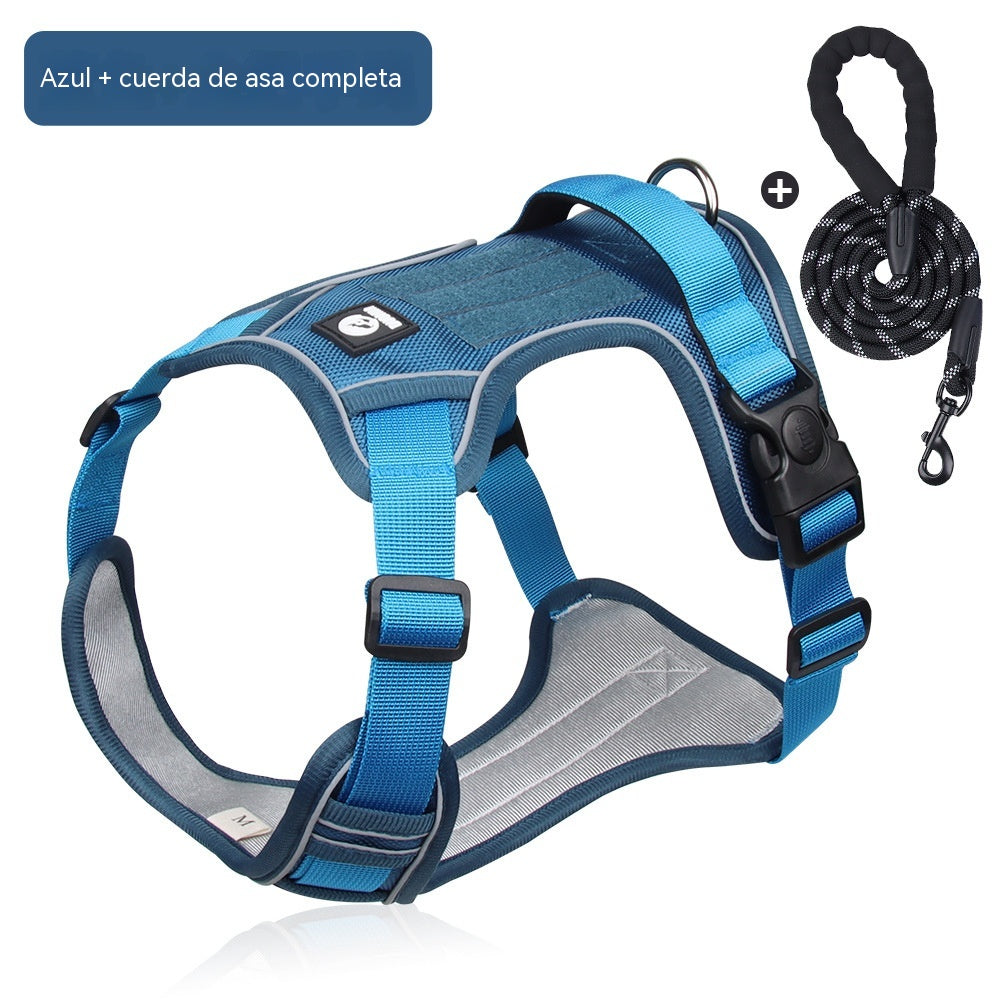 🐶🔥【Correa pectoral + cuerda redonda reflectante de 2,0 m】Correa pectoral antitirones✨ Proporciona máximo control y seguridad durante cada paseo 🌙
