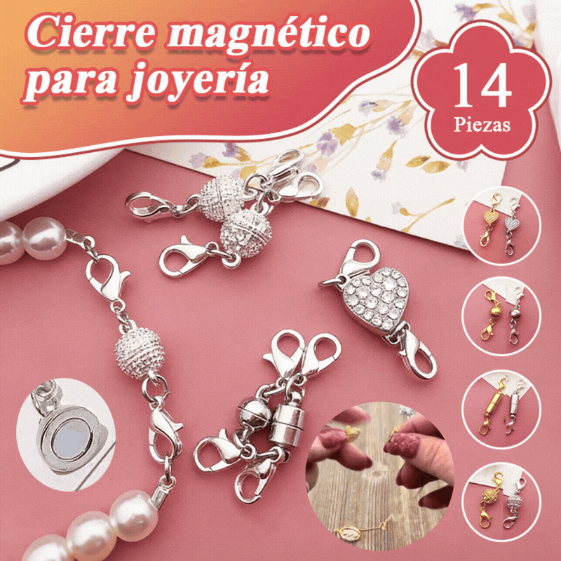 Conjunto de 14 piezas de pulsera y collar DIY con cierre magnético en forma de corazón