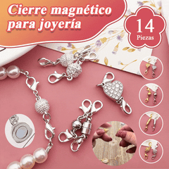 Conjunto de 14 piezas de pulsera y collar DIY con cierre magnético en forma de corazón
