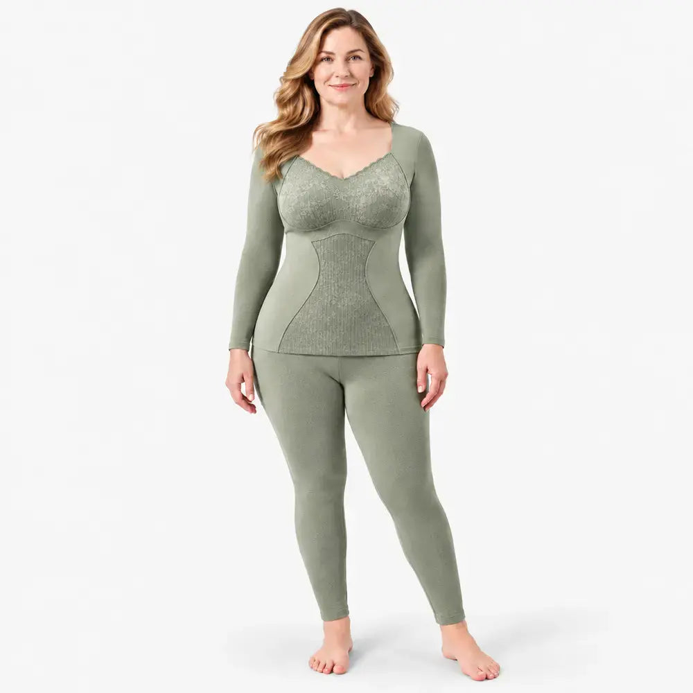 【M-2XL】Conjunto de ropa interior térmica de invierno para mujer: aislante, grueso, con inserciones, de calentamiento rápido, para otoño e invierno.