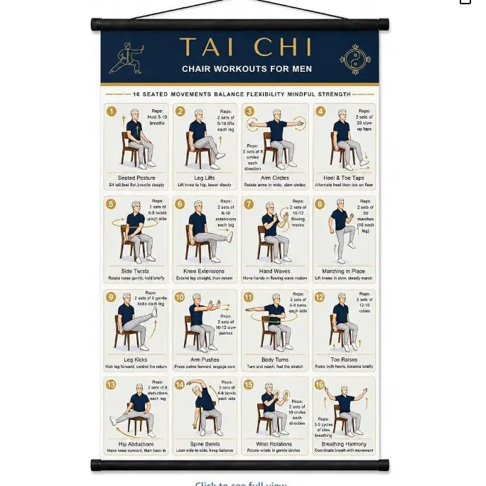 Póster de ejercicios de Tai Chi para personas mayores