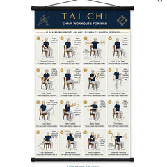 Póster de ejercicios de Tai Chi para personas mayores