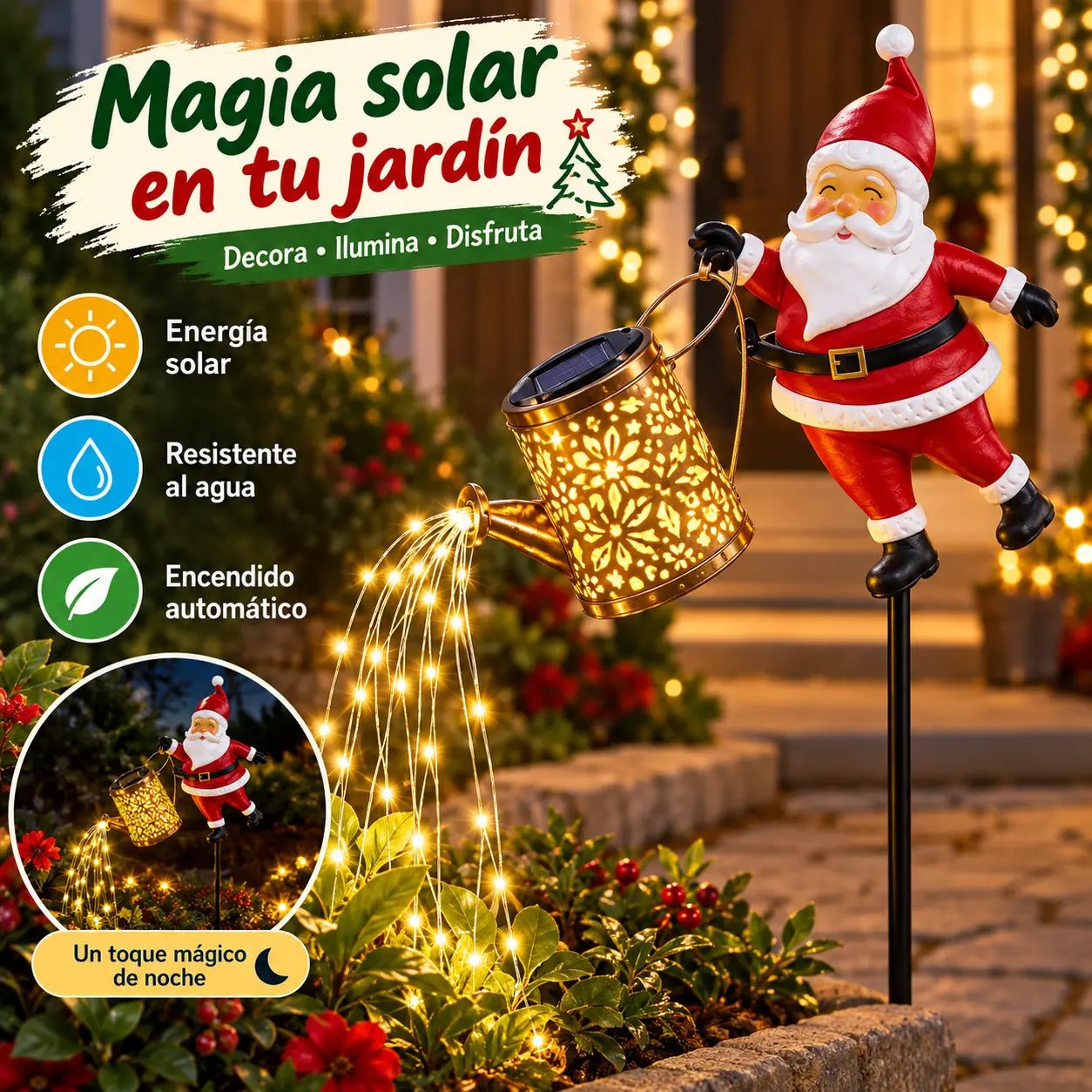 📢📢¡50% DE DESCUENTO! 🎅Luz solar de jardín de Papá Noel✨