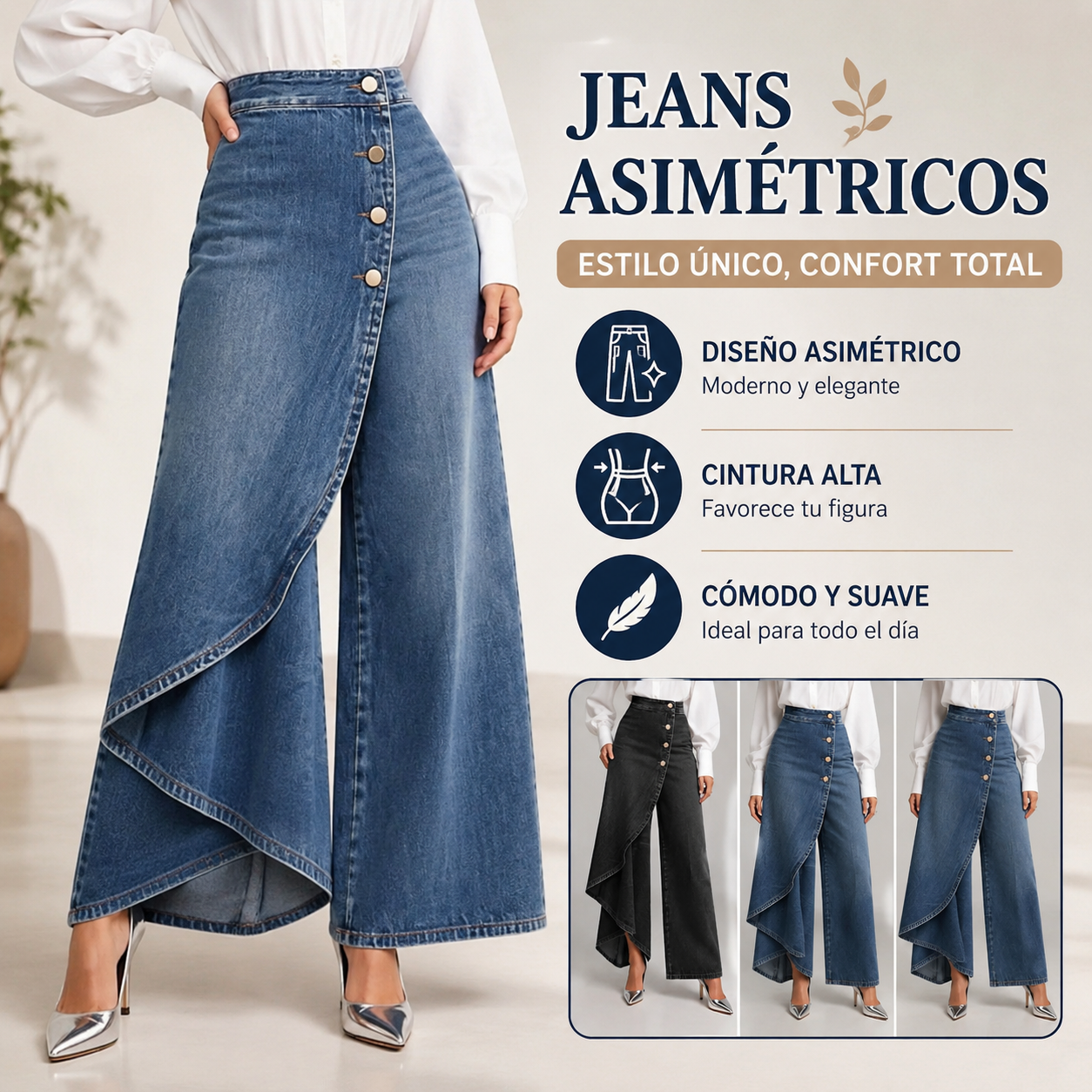❤️‍🔥✨【S-3XL】Vaqueros de mujer de talle alto y perneras anchas, corte holgado y diseño elegante.