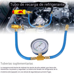 🔧❄️ Manguera de recarga de refrigerante AC R134a con manómetro – Antifugas, fácil de leer y compatible con coches, camiones o aire acondicionado doméstico – Recarga DIY segura 🚗