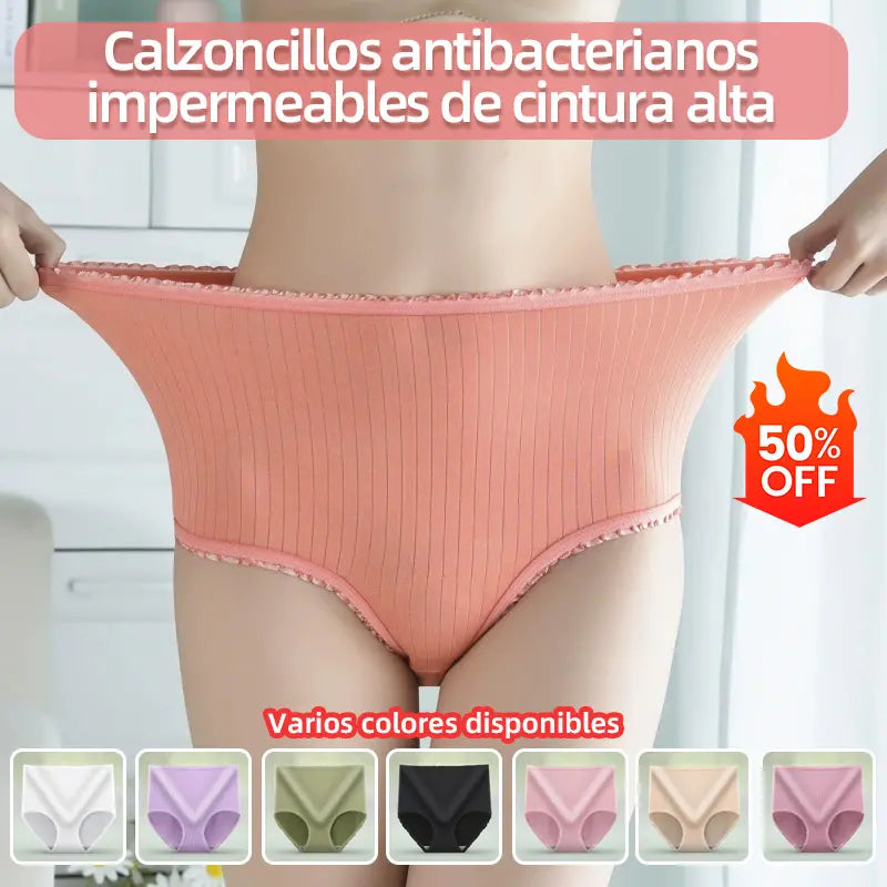 💖(8 piezas) Último día con 50 % de descuento: bragas antibacterianas impermeables de cintura alta