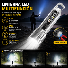👍👍Linterna compacta de alta potencia con LED de múltiples fuentes, portátil y con una duración de batería ultralarga.