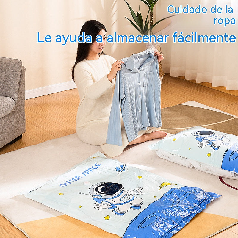 🧳【Juego de 5 piezas】💨 Bolsa de almacenamiento al vacío grande y compresible: no requiere bomba, es a prueba de fugas e ideal para ahorrar espacio en maletas y en casa ✈️