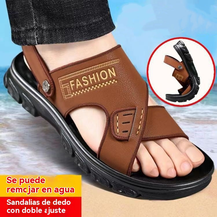 🐂✨【38-47】Nuevas sandalias de playa de cuero con suela gruesa para hombre