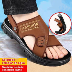 🐂✨【38-47】Nuevas sandalias de playa de cuero con suela gruesa para hombre