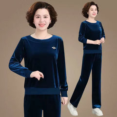 🔥【Especiales de otoño】Chándal casual de terciopelo dorado otoñal (top + pantalón)