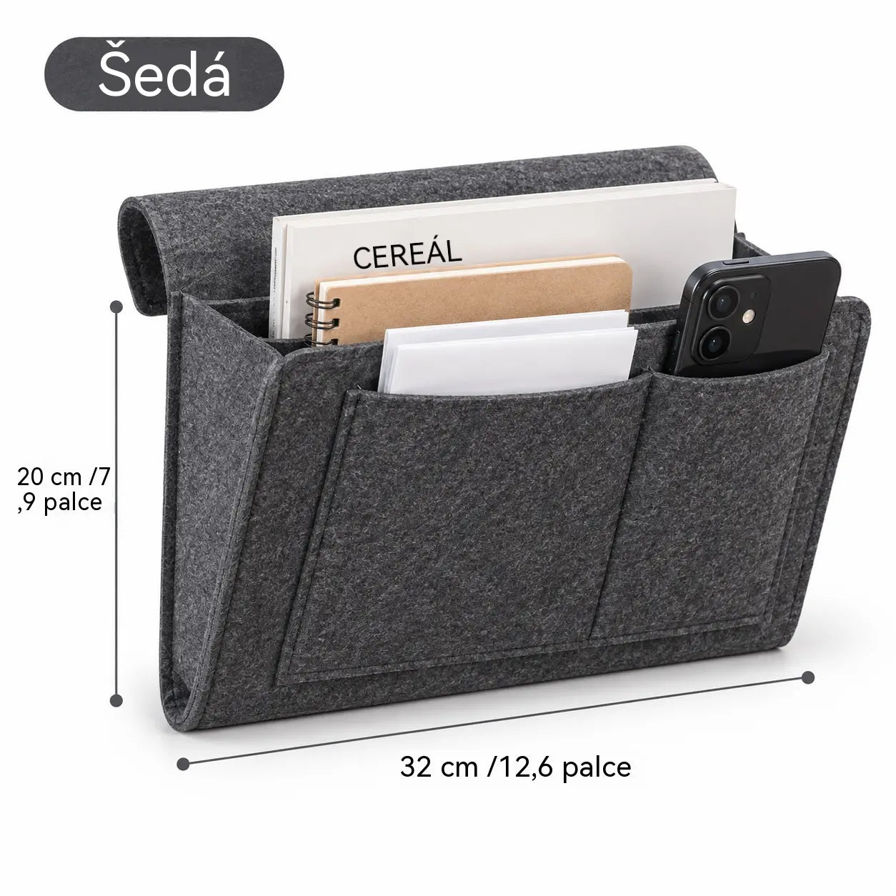 🔥 Sleva 50 %! 🛏️✨ Závěsný organizér k posteli: mějte vše potřebné po ruce.