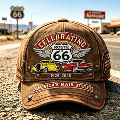 🧢🌟 Podesiva retro Route 66 bejzbolska kapa savršen je izbor za ljubitelje biciklizma.