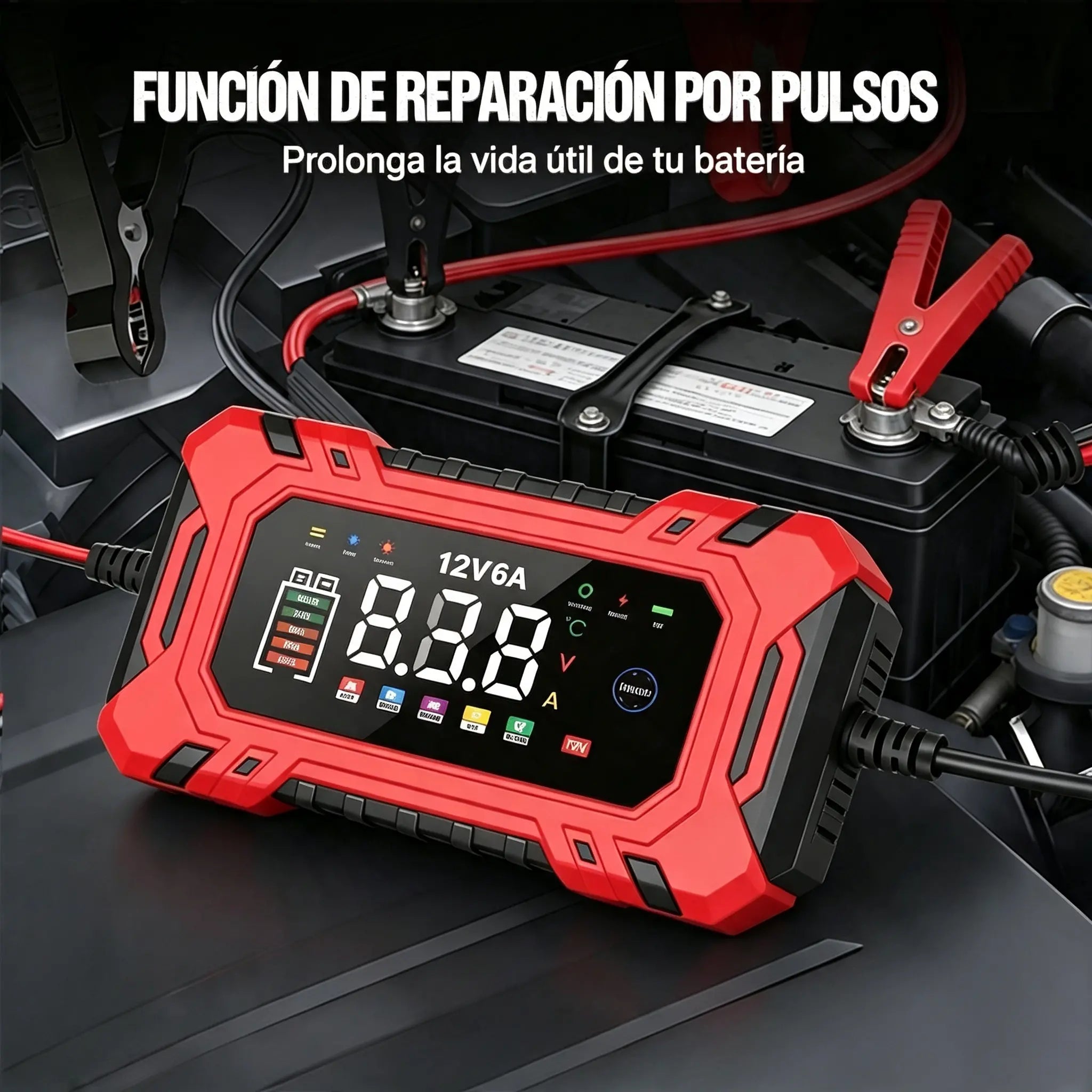 🔥🔋 Cargador de Batería Inteligente 12V 6A – Recarga Rápida y Reparación por Pulsos para Tu Coche ⚡🚗
