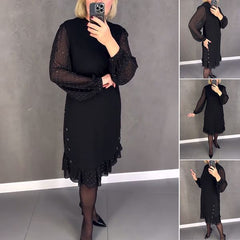 🔥👗【S～5XL】Nuevo vestido casual de moda con volantes amplios y mangas largas en color sólido