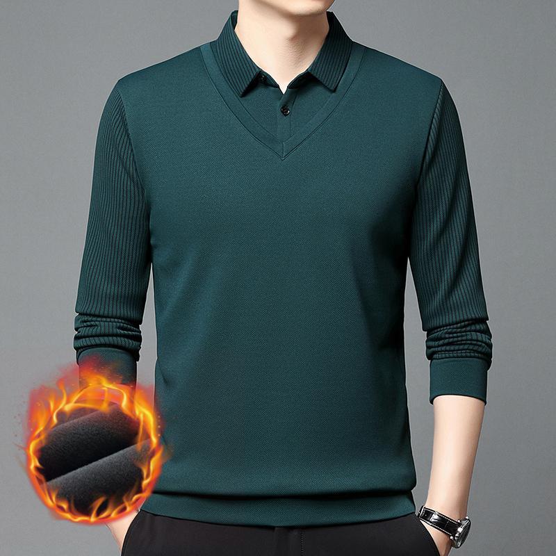 👔[M-4XL]Suéter de dos piezas de chenilla sintética para hombre con terciopelo y engrosamiento para mantener el calor