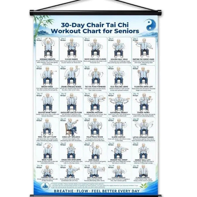 Póster de ejercicios de Tai Chi para personas mayores