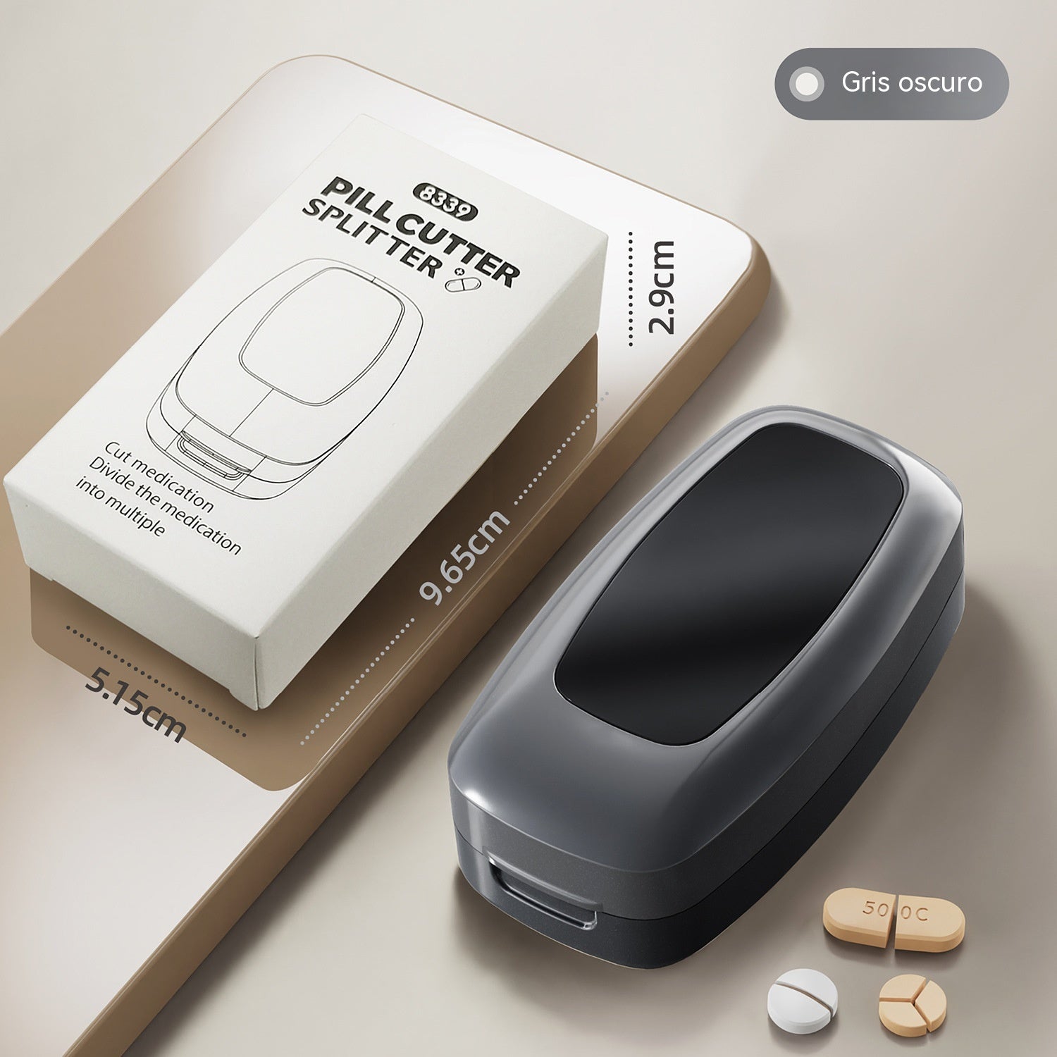 💊 ¡Ahorra un 50%! ✂️ Cortador de pastillas – Corte preciso, práctico para viajar y cuchilla segura ✨