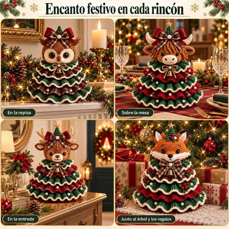 🧶 Kit de Ganchillo DIY Árbol de Navidad con Animales | Incluye Lana, Aguja y Tutorial Paso a Paso | Decoración Navideña Hecha a Mano 🎄