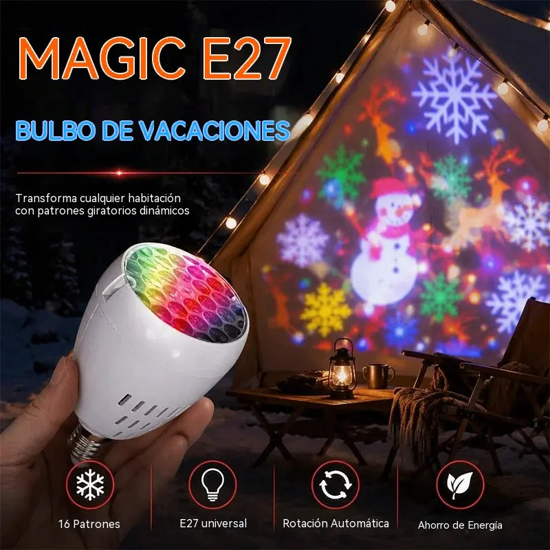 🎅Lámpara de proyección navideña giratoria E27 | 16 imágenes para fiestas✨