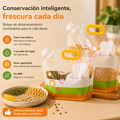 📢📢 ¡50% de descuento! Set de 6 piezas (con embudo) ⏰ Bolsas multiusos para almacenar alimentos, a prueba de insectos y humedad.