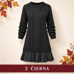 🧶 Elegantné pletené šaty s plisovaným lemom — pohodlný štýl na chladnejšie dni, dostupné vo veľkostiach S–3XL.