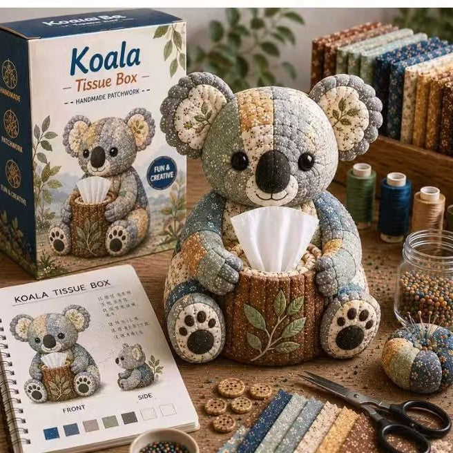 🧵🐨 Kit de costura DIY para caja de pañuelos con diseño de animales – Kit de manualidades de tela 3D, ideal para principiantes 🎁✨