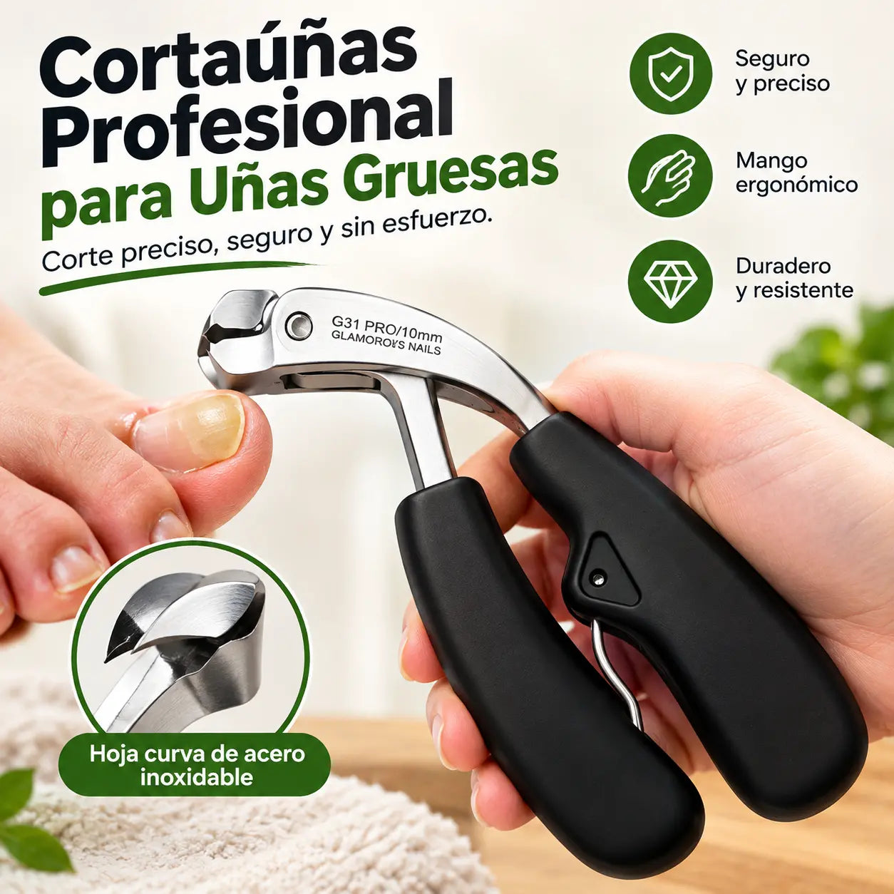 🔥Pinza profesional para uñas gruesas con diseño angular: ¡perfecta para casos difíciles! ✂️