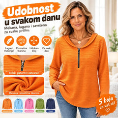 ✨【S-5XL】Ženski jednobojni top s elegantnom plisiranom tkaninom, ovratnikom Petra Pana, zatvaračem na patentni zatvarač i klasičnim krojem preko ramena.