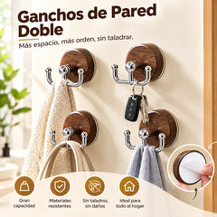 【5 pieza】⏰Últimas 4 horas: Gran oferta 🔥Gancho de ventosa multifuncional con veta de madera