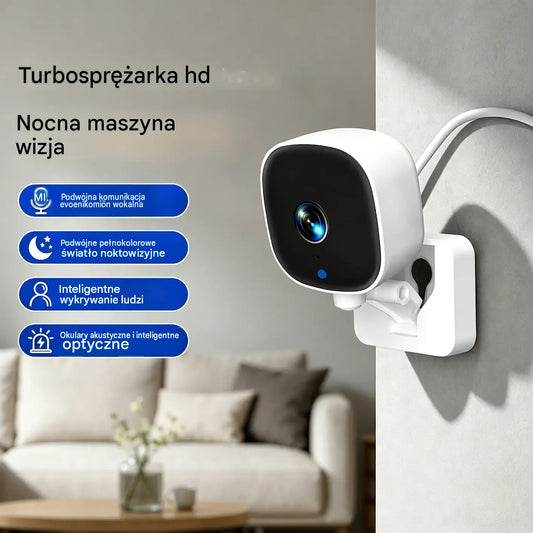 Kamera wysokiej rozdzielczości i inteligentny system monitorowania domu ze zdalnym, bezprzewodowym połączeniem Wi-Fi, noktowizorem w podczerwieni i dwukierunkową transmisją dźwięku.
