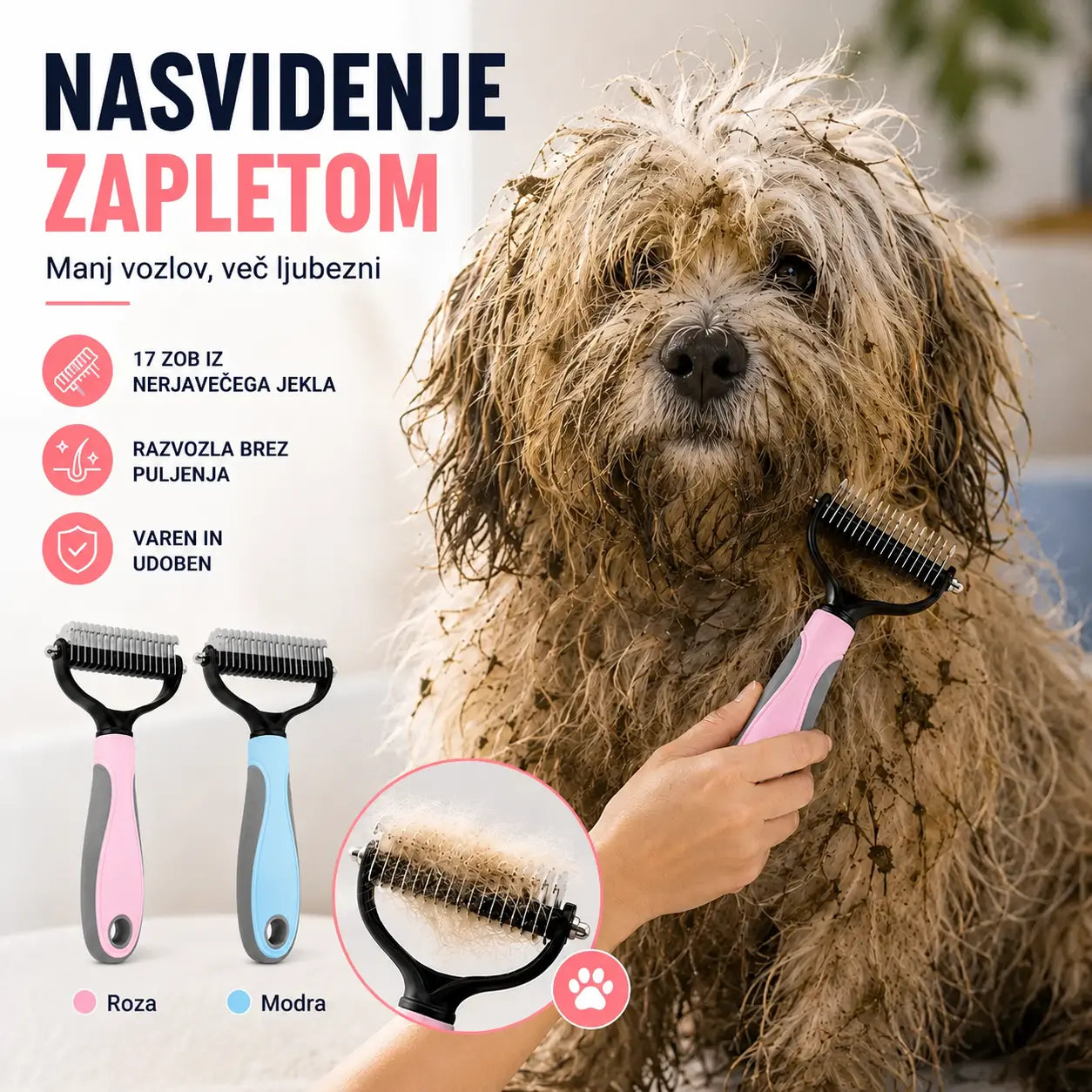 【Kupite 1, dobite 1 gratis, 2 kosa】Dvostranska krtača za nego in odstranjevanje dlak hišnih ljubljenčkov