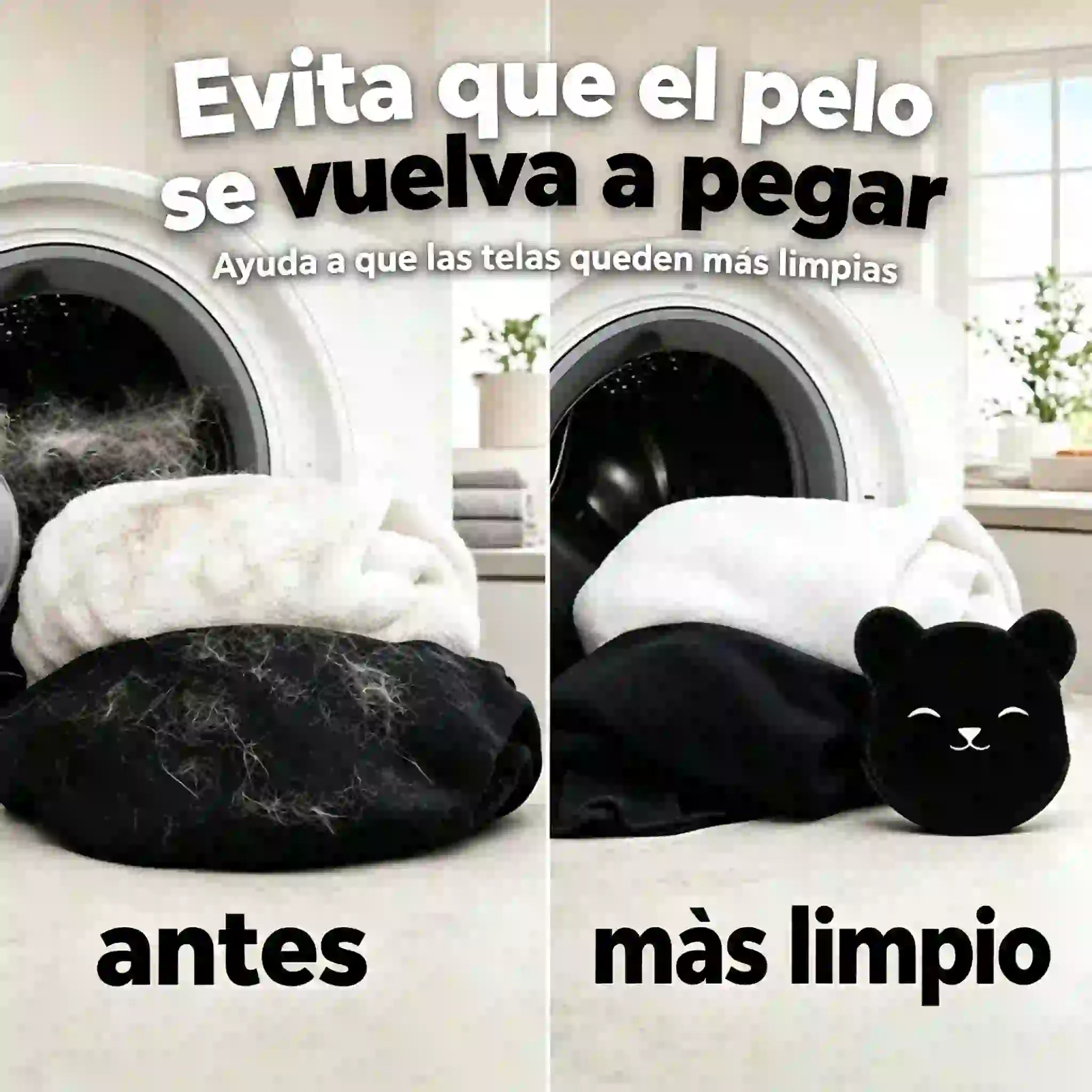 【10 piezas】🐻 Eliminador de Pelos de Mascotas para Lavadora – Diseño de Osito, Reutilizable, Antienredos y Uso en Seco y Húmedo 🧺✨