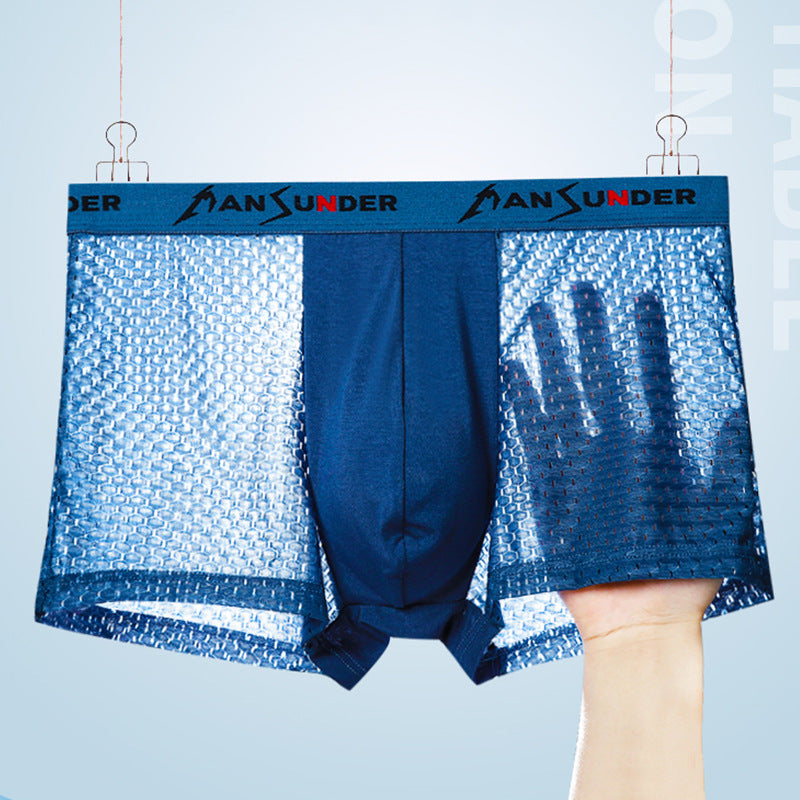 🔥🔥【Juego de 4 piezas】Calzoncillos bóxer elásticos de malla transpirable y cómodos para hombre