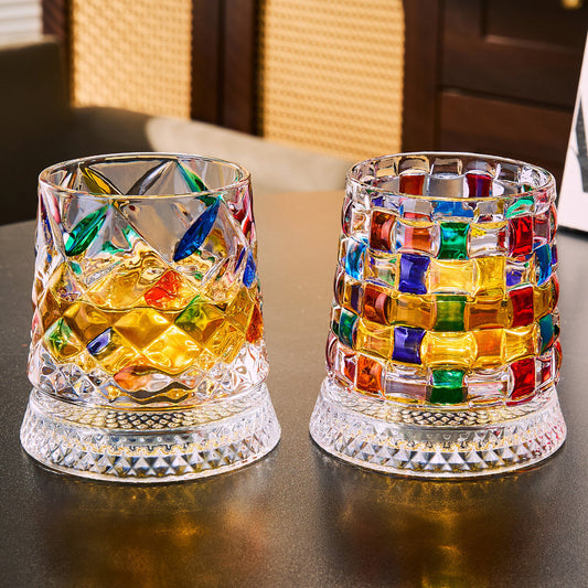 🥃【270ml】💎Vaso de whisky giratorio 360°, vaso de licor antiestrés pintado