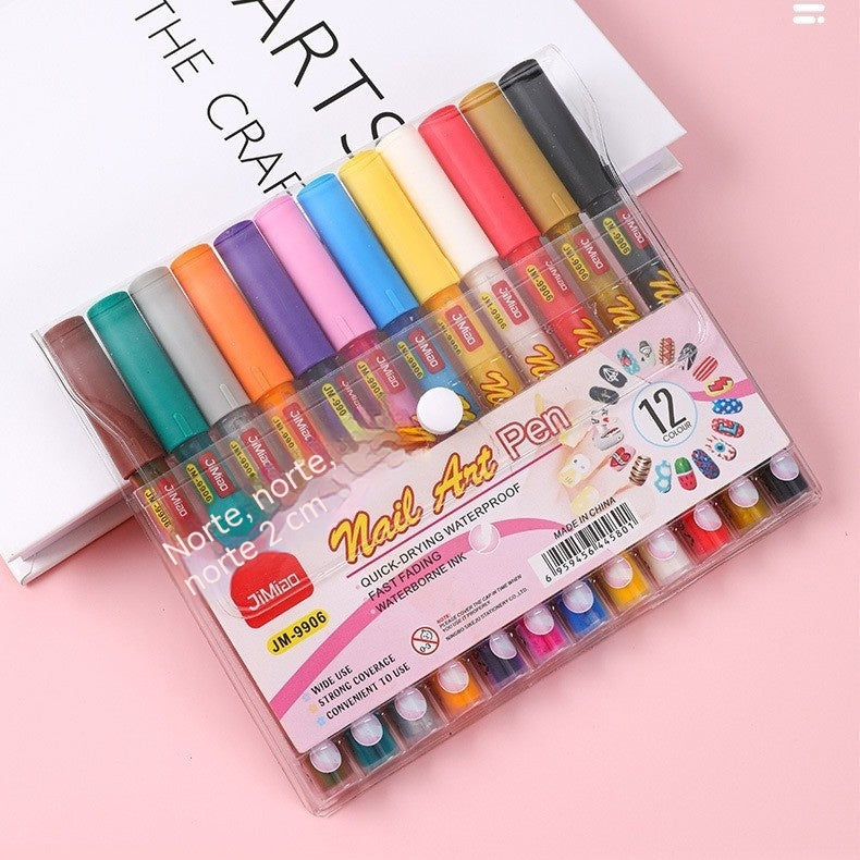 【12 bolígrafos · 12 colores】💅✨ Set de Bolígrafos para Nail Art 12 Colores | Diseño Preciso, Waterproof y Larga Duración 🎨🔥