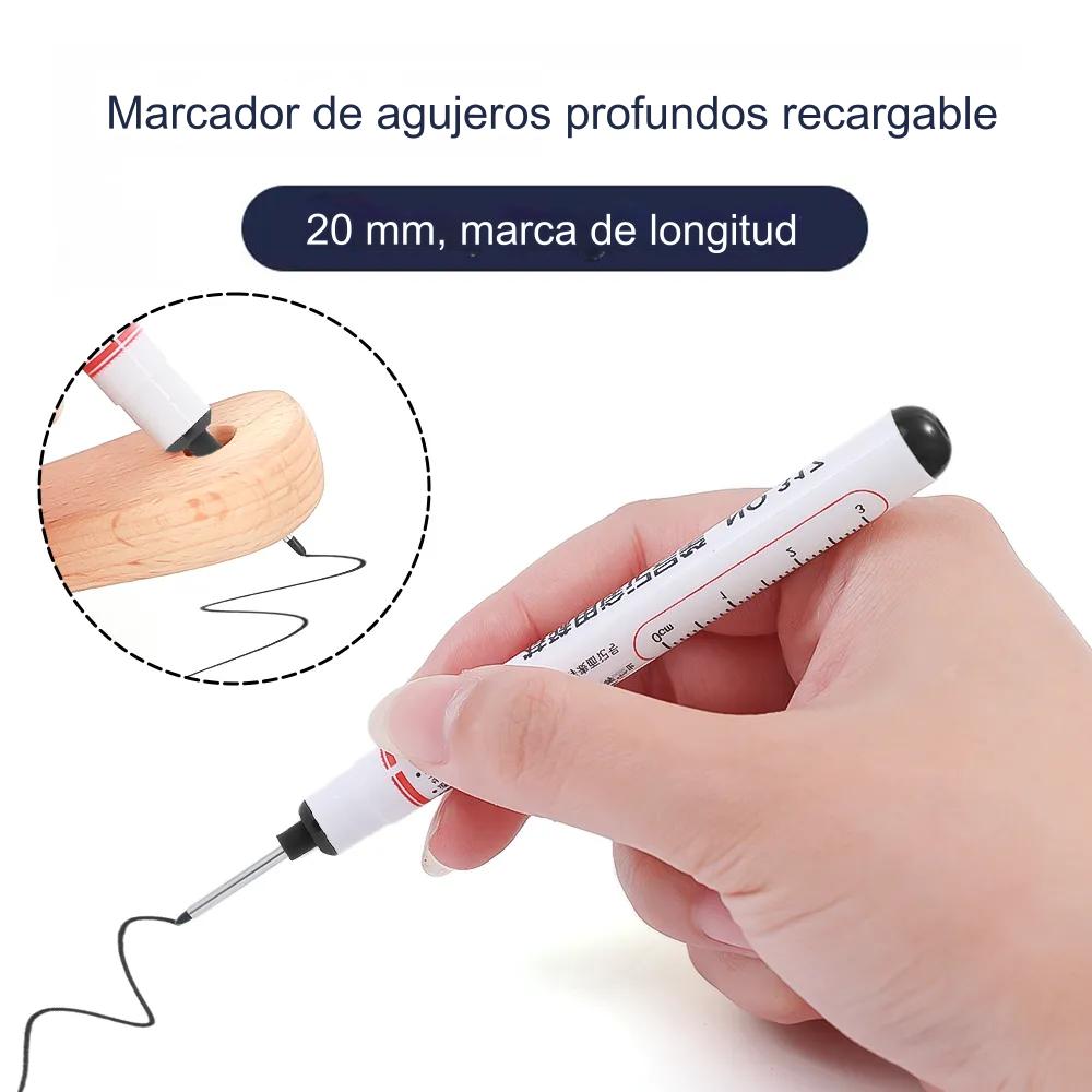 🔥【10 piezas】Bolígrafo de punta larga de 20 mm, bolígrafo para carpintería de agujero profundo, bolígrafo multiusos de cabeza larga aceitosa