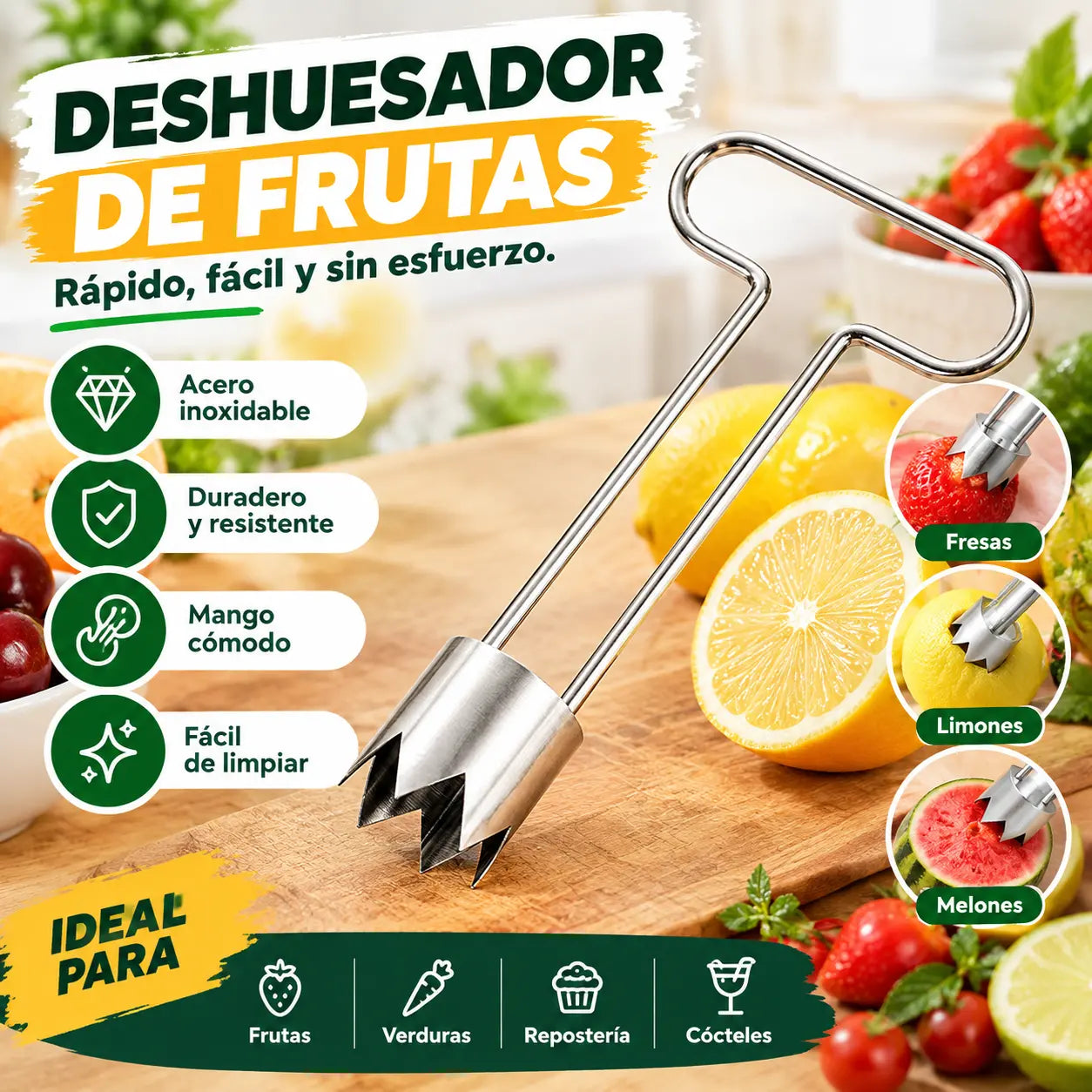 ✨2 piezas🍎Descorazonador multifuncional de frutas y verduras, material de grado alimenticio para descorazonador de calabaza amarga y manzana, electrodoméstico de cocina.