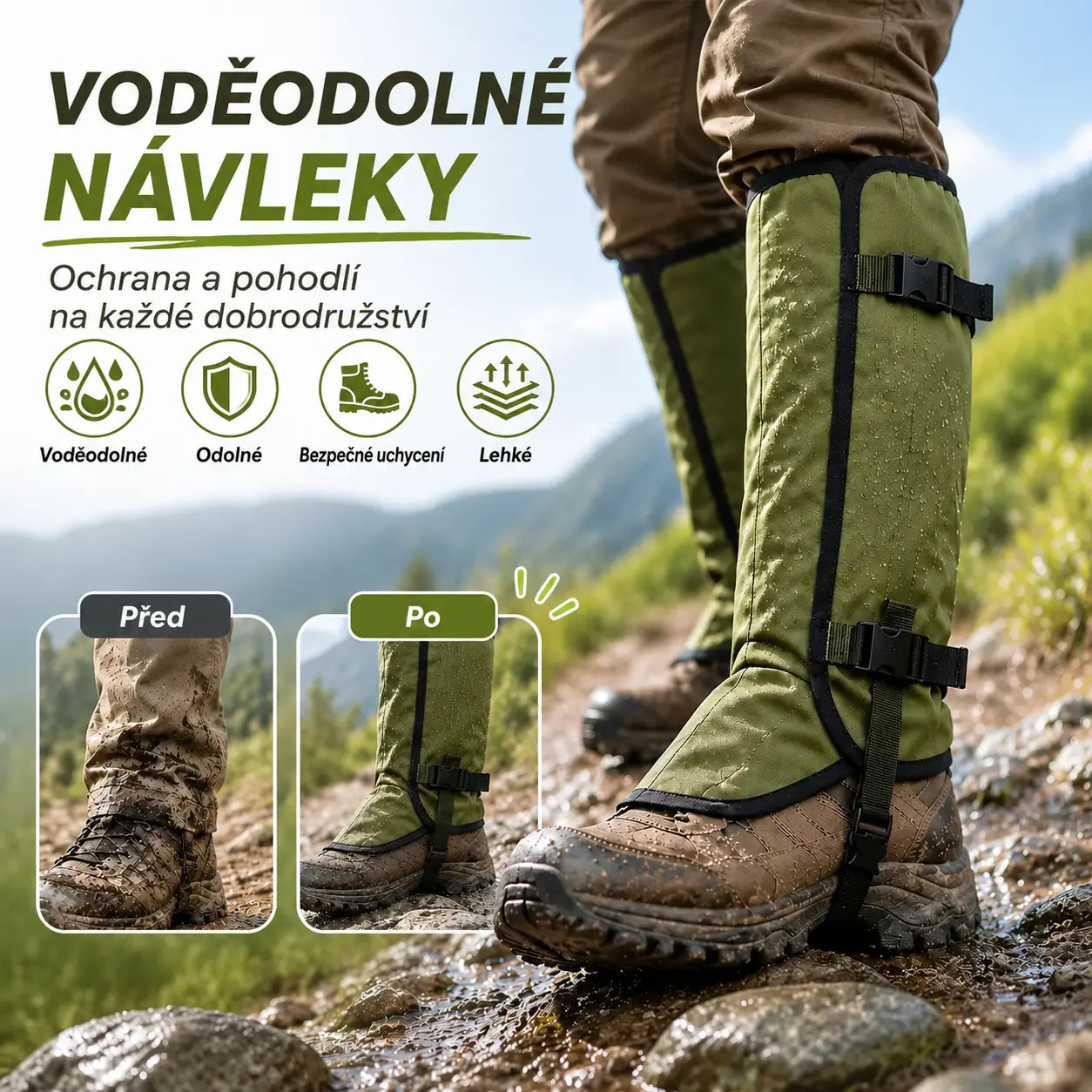 🏕️✅ Nepromokavé návleky na nohy pro outdoorové turistiku, ochrana proti uštknutí hadem, vhodné pro turistiku a outdoorová dobrodružství.