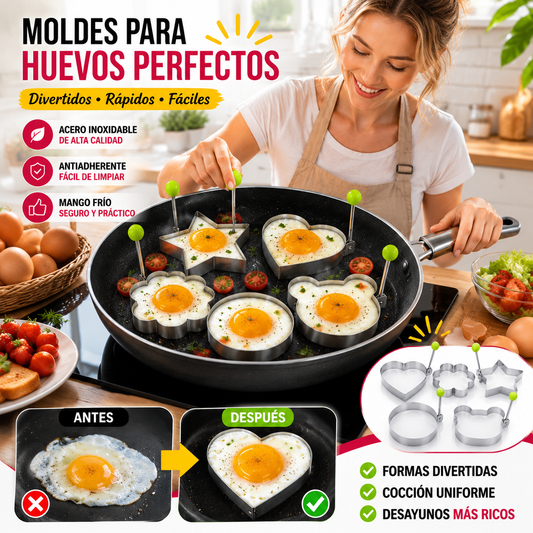 Juego de 5 piezas  🍳🍳🔥 Precio especial de gran venta - Molde para huevos de acero inoxidable