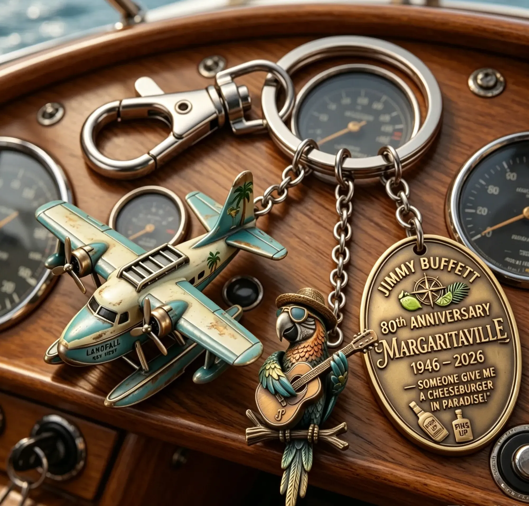 Llavero del 80.º aniversario de Margaritaville de Jimmy Buffett