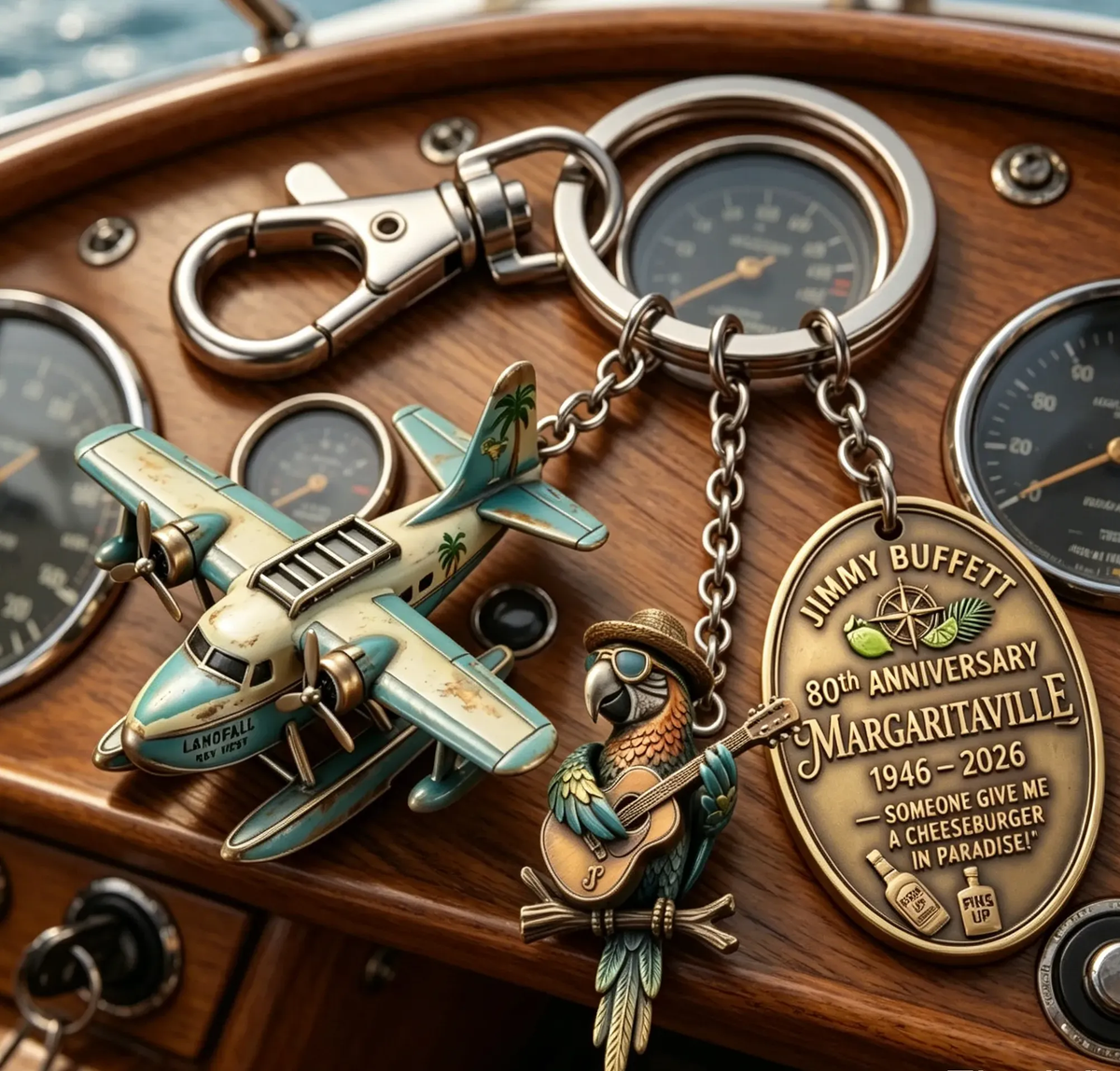 Llavero del 80.º aniversario de Margaritaville de Jimmy Buffett