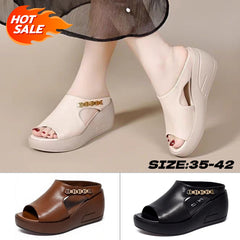 💥【Compra uno y llévate otro gratis】👡【35-42】Sandalias de suela gruesa de cuero genuino de moda