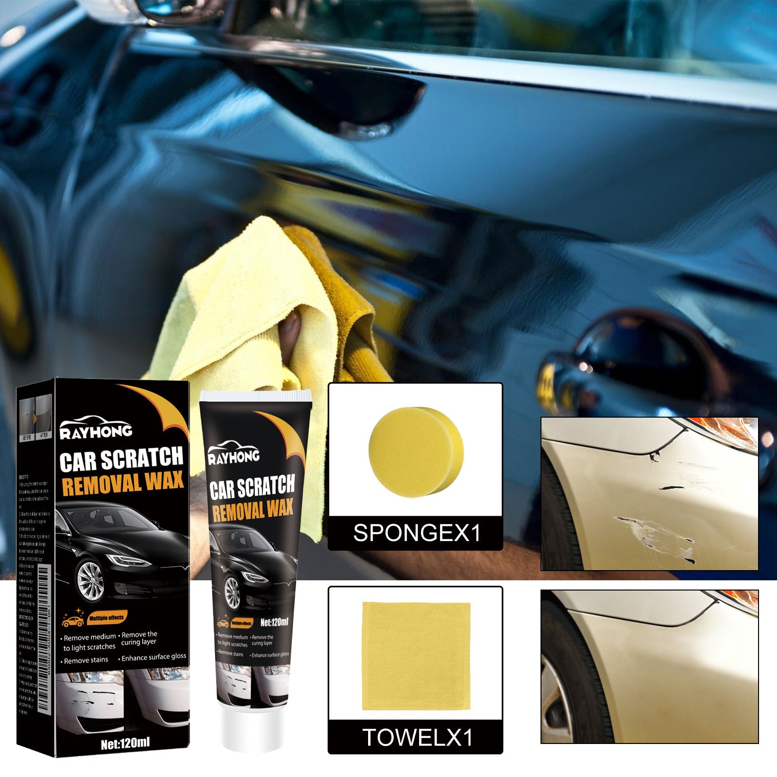 🔥✨【Compra 1 y llévate 1 gratis】🚗Cera para reparar arañazos en el coche,Protección, pulido, eliminación de marcas y mantenimiento de la pintura del coche