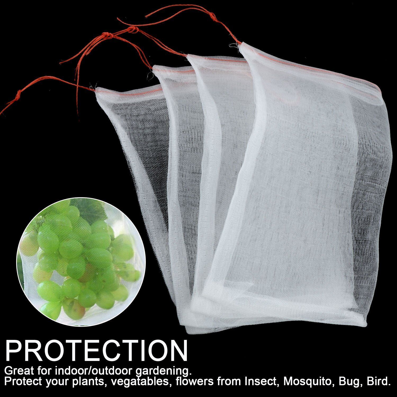 15x10cm【50  piezas】Red de insectos para moscas de frutas, red de protección de árboles de paisaje para pájaros, bolsas de red de jardín para proteger flores, plantas, frutas, verduras
