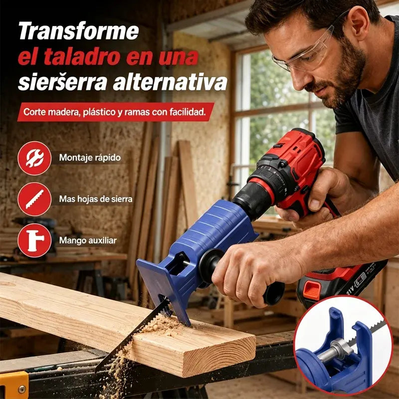 🔧 Adaptador de Taladro a Sierra Eléctrica – Convierte tu Taladro en Sierra de Calar o Sable, Multifunción para Madera 🧰
