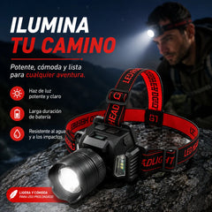 📢📢 ¡50% de descuento! ⏰ Linterna frontal recargable de cuatro fuentes con sensor