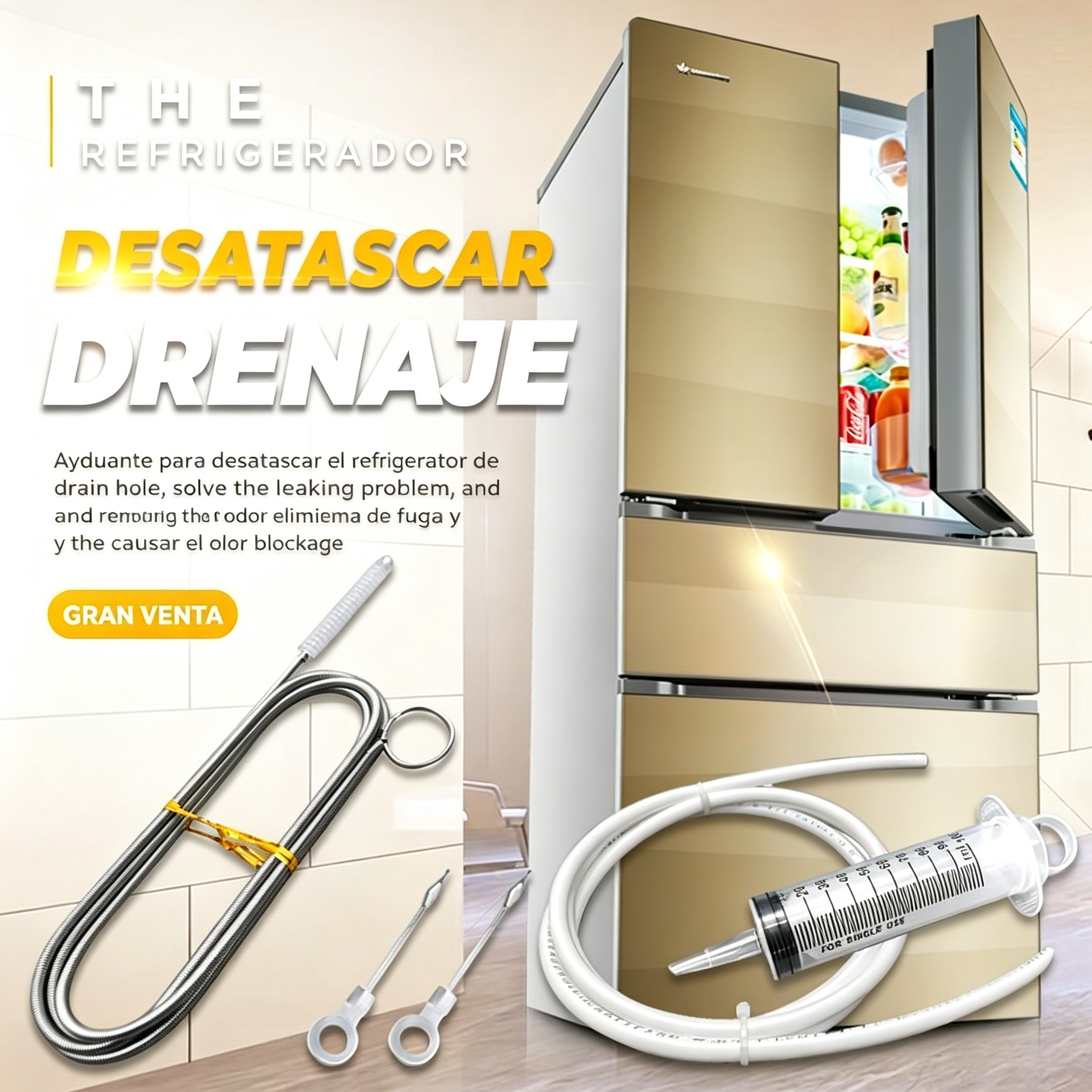 【Compra 1 y llévate 1 gratis】✨Kit de drenaje y limpieza de refrigeradores✨(2 juegos)