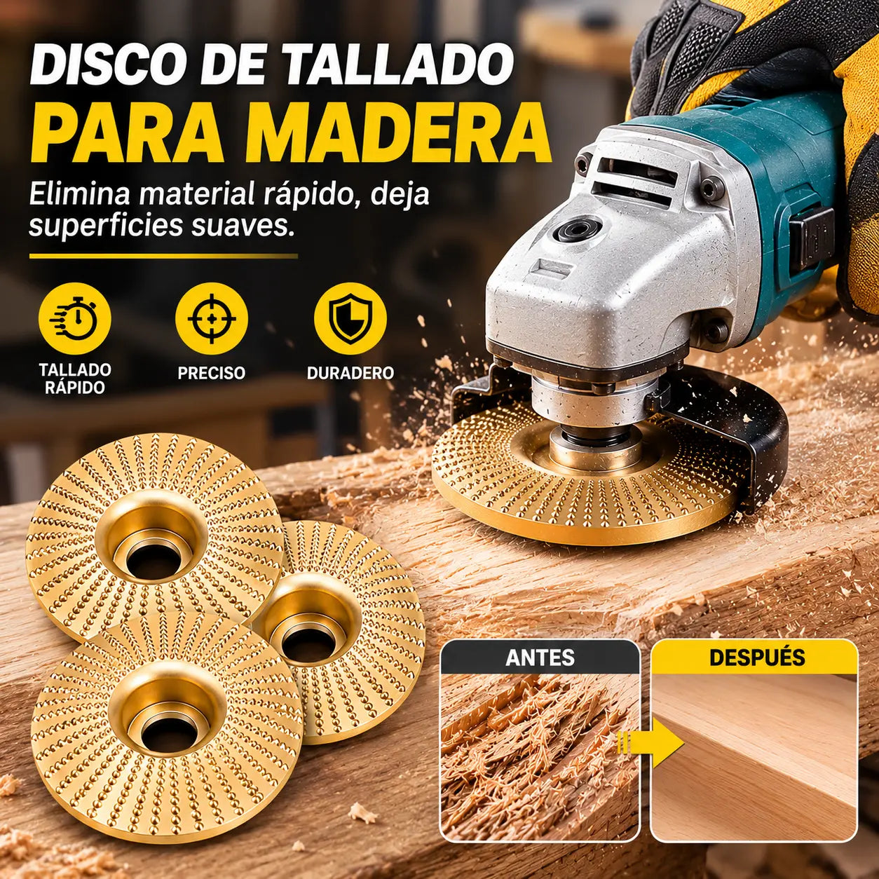 ⚙️🧰【3 piezas】Disco multifuncional para dar forma a la lijadora angular para madera