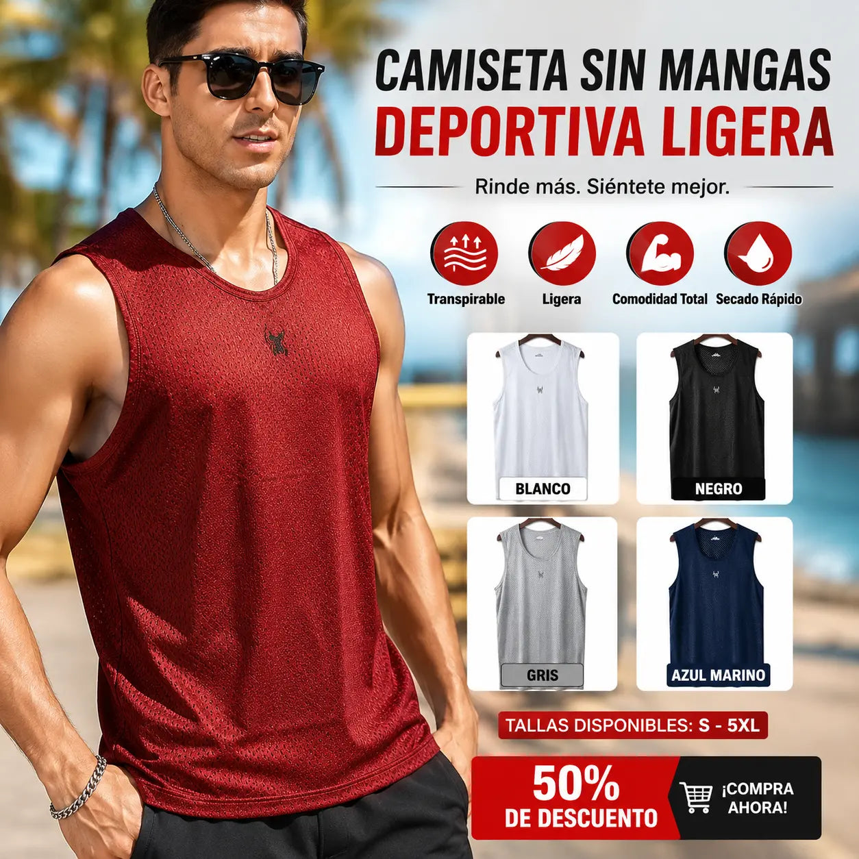 【2 piezas 28 euros】✅👕 Camisetas sin mangas casuales para hombre Ice Silk – fáciles de combinar, transpirables y de secado rápido, ideales para cualquier look diario